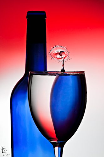 Red, White & Blue water drop collision