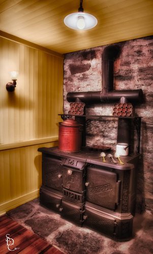 old fashioned stove HDR image of the Stove at Gillette Castle Kitchen