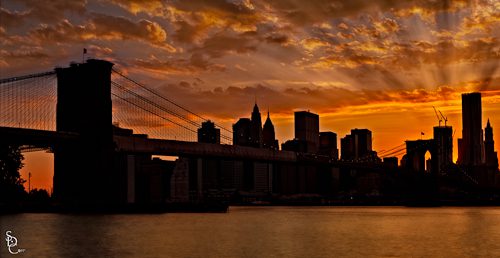 Brooklyn Bridge Sunset photograph Brooklyn Bridge sunset