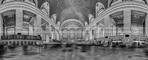 Grand Central Terminal 180 Panorama BW
