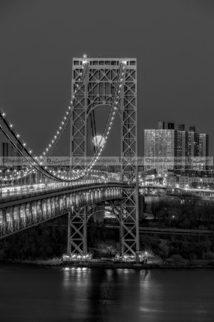 George Washington Bridge Full Moonrise BW George Washington Bridge Full Moonrise BW